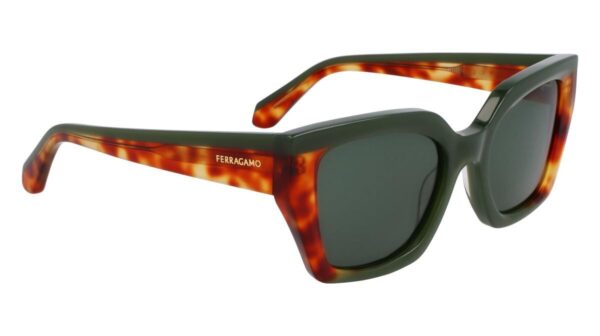Salvatore Ferragamo Kat Sun - Tortoise & Green