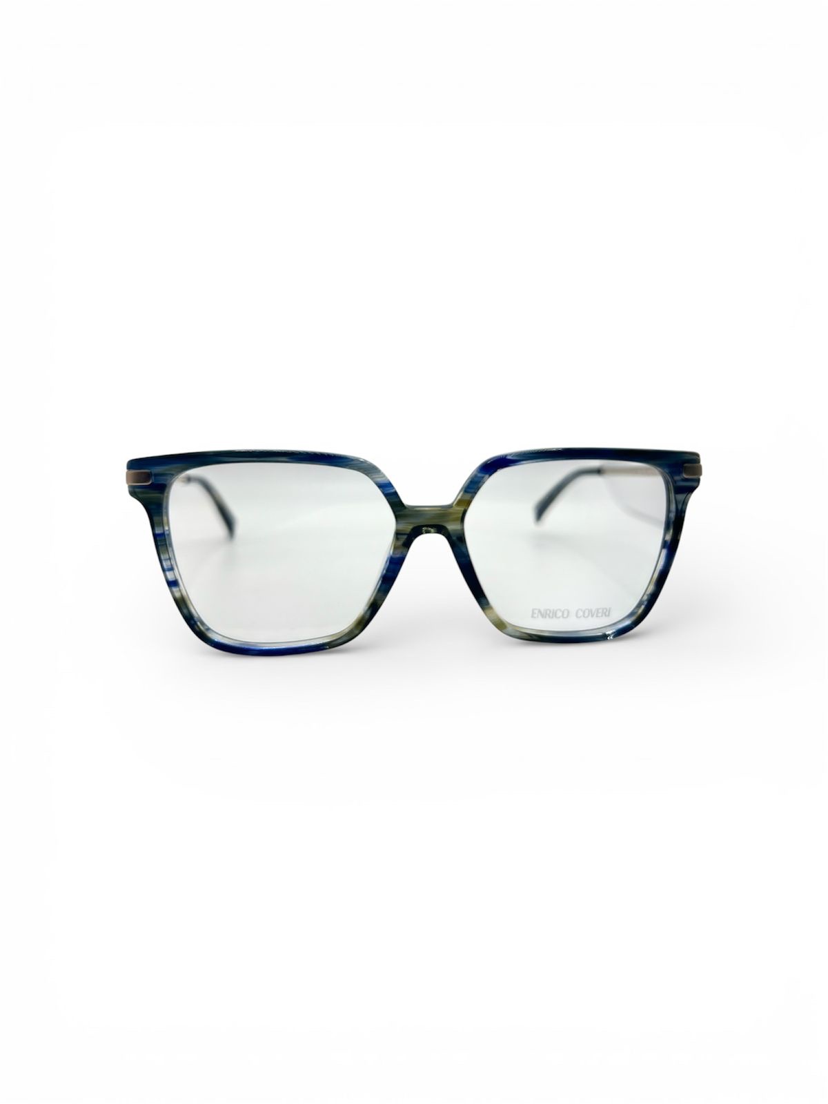 Enrico Coveri Square Read – Blue & Green Tortoise