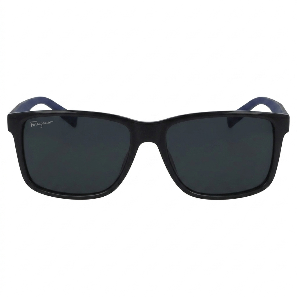 Ferragamo Rectangular Sun – Dark Grey and Navy Blue